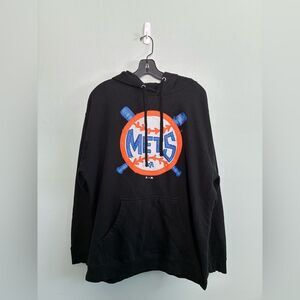 The 7 Line Black Men’s MLB Queens Mets Baseball Embroidered Patch Hoodie Sz XL